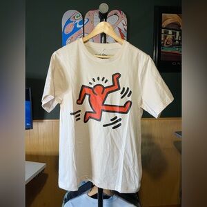 Keith Haring Men’s White Graphic T-Shirt — jump for joy size M oversized